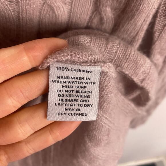 Claudia Nichole 100% Cashmere Cable Knit Sweater Beige Medium - Picture 4 of 5